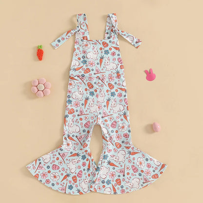 Girl's Sleeveless Easter Floral Jumpsuit & Suspender Pants Sets