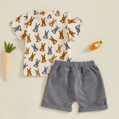 Boy's 2-Piece Easter Bunny Pocket T-Shirt & Shorts Sets