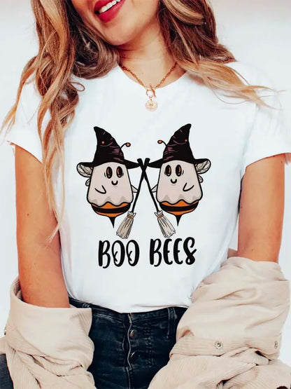 Halloween Tees! Womens Graphic Print Ghost Boo Bees Witch T-Shirts