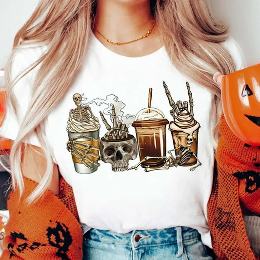 Halloween Tees! Womens Graphic Halloween Horror Pumpkin Spice T-Shirts