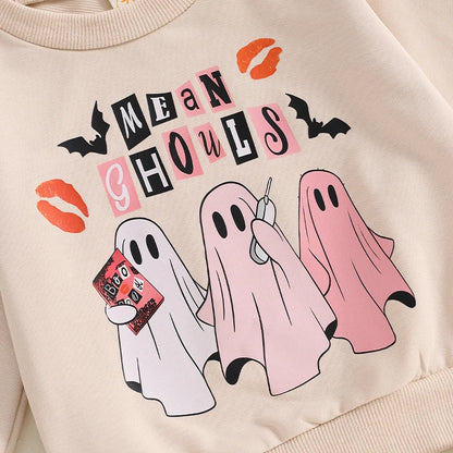 2-piece Halloween Sets! Girl's *Mean Ghouls* Ghost Sweatshirt & Sweatpants