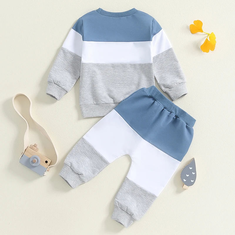 2-Piece Fall Outfits! Boy’s Long Sleeve Onesies & Pants Sets