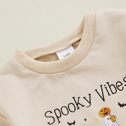 2-piece Halloween Sets! Girl's & Boy's *Spooky Vibes* Ghost Pumpkin Sweatshirt & Sweatpants