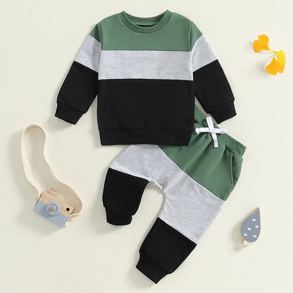 2-Piece Fall Outfits! Boy’s Long Sleeve Onesies & Pants Sets