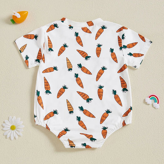 Boy's Embroidered Easter Carrot Rompers