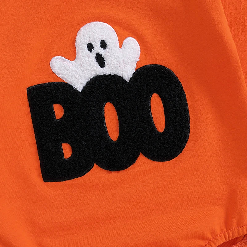 Girl's & Boy's Embroidered Halloween *BOO* Ghost Sweatshirt Onesies