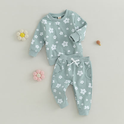 2-Piece Fall Outfits! Girl’s & Boy’s Long Sleeve Flower, Hoodies & Pants Sets