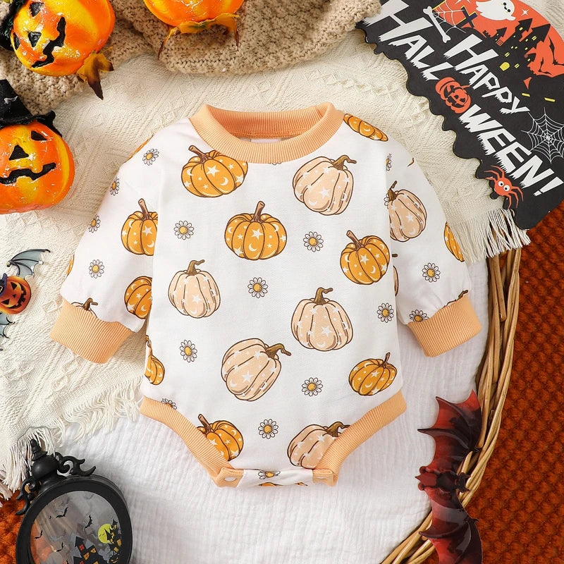 Girl's & Boy's Halloween Groovy Ghost or Pumpkin Onesies