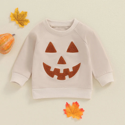 Girl's & Boy's Embroidered Pumpkin Halloween Sweatshirts