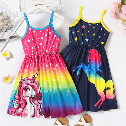 Girls Unicorn Star Colorblock Slip Dress