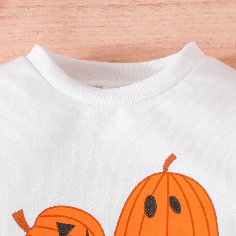 2-Piece Halloween Outfits! Girl’s Long Sleeve Pumpkin Sweatshirt & Pants Sets