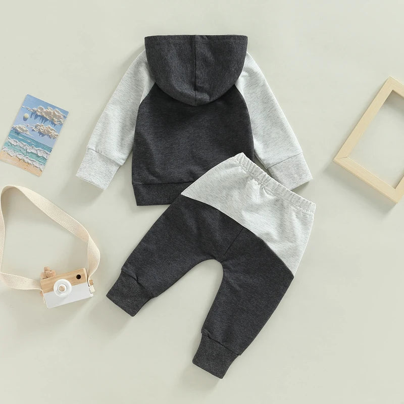 2-Piece Fall Outfits! Boy’s Long Sleeve Hooded Sweatshirts & Pants Sets