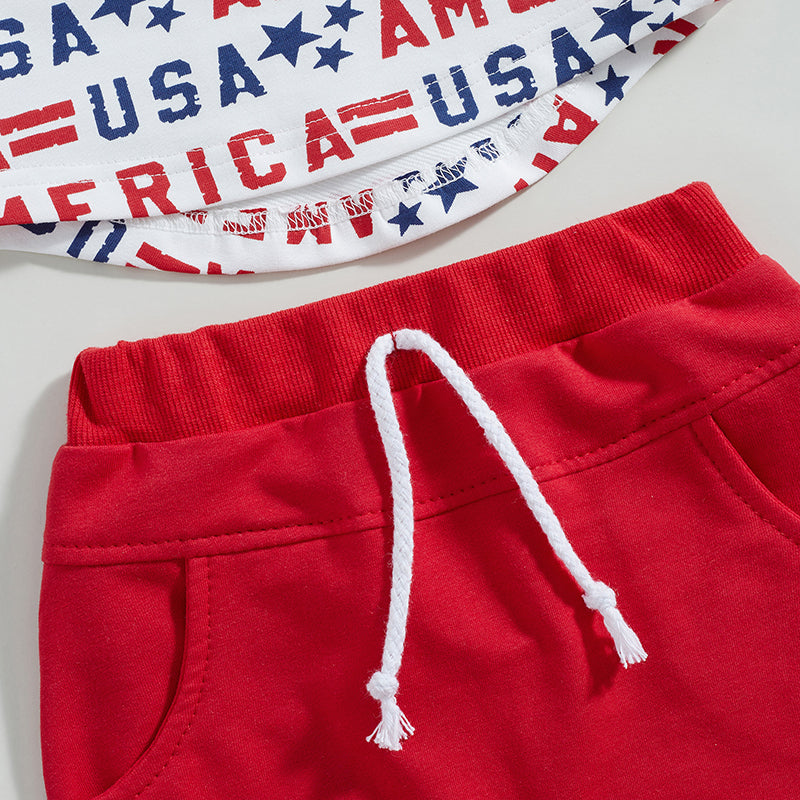 Boy's 2-Piece Independence Day USA America T-Shirt & Shorts Sets