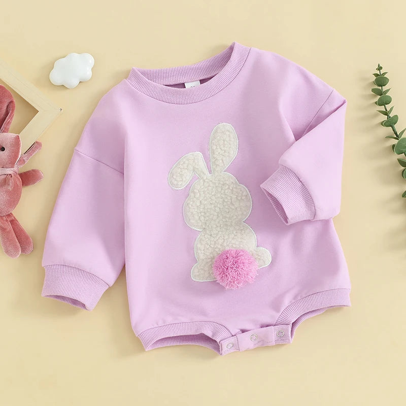 Boy's & Girl's Embroidered Easter Bunny Sweatshirt Onesies