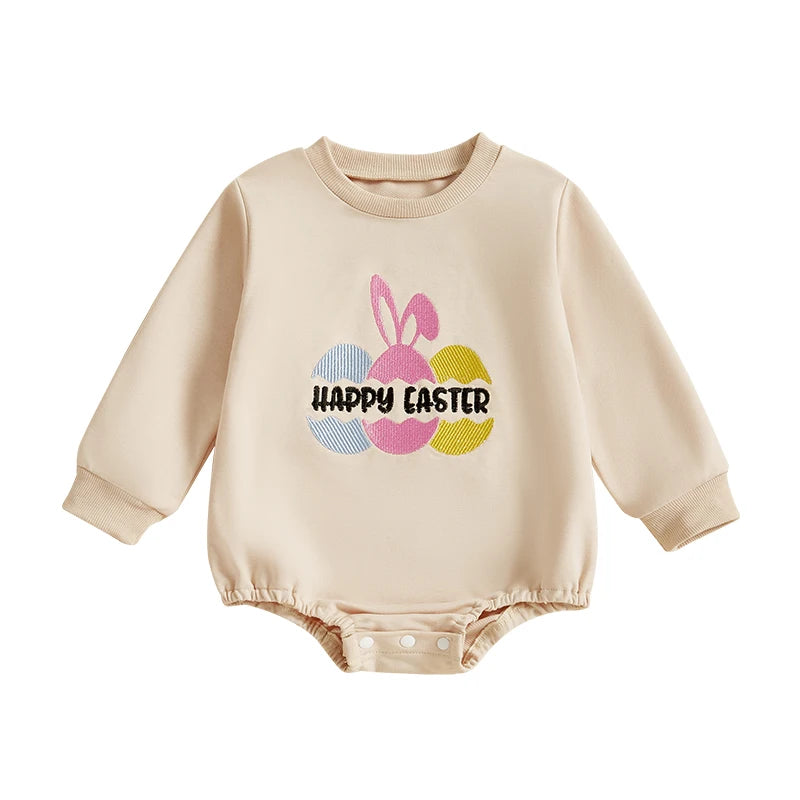 Girl's & Boy's Easter Romper Egg/Rabbit Embroidered Onesie