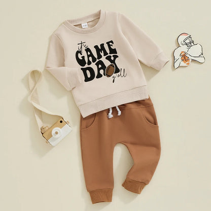 2-Piece Fall Outfits! Boy’s Long Sleeve Sweatshirt & Pants Sets