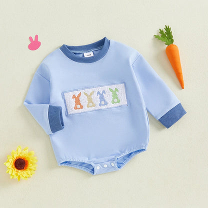 Boy's Embroidered Easter Bunny Onesies