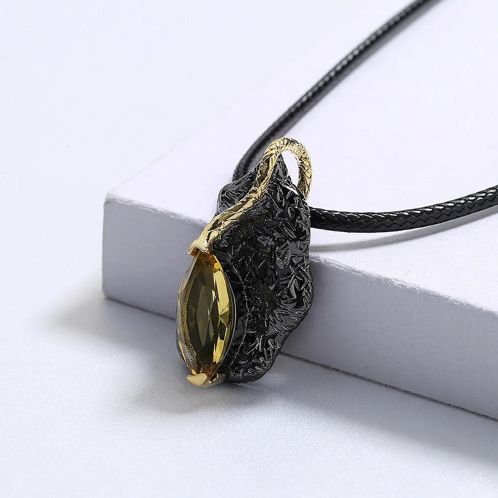 Necklace Black & Gold Style Pendant Yellow Zircon Necklaces