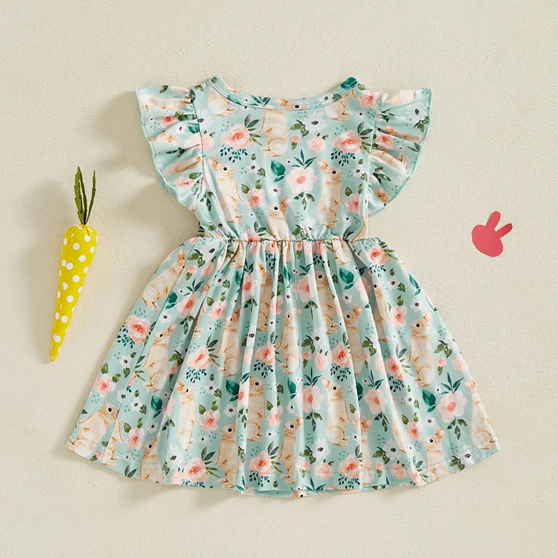 Girl's Flutter Sleeve Easter Bunny Dresses