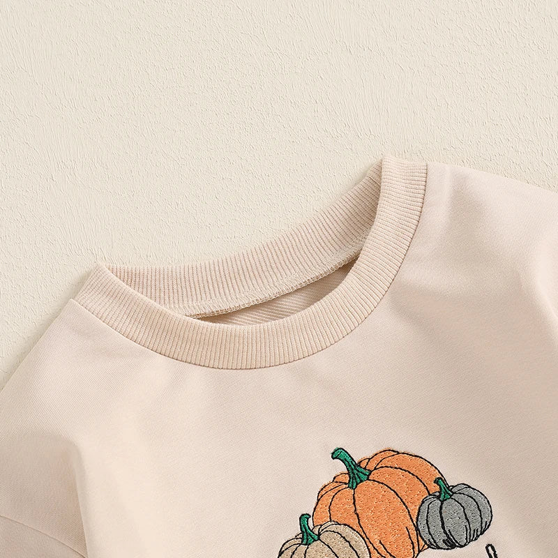 Halloween Rompers! Girl’s & Boy’s Long Sleeve Embroidered Pumpkin Sweatshirt Rompers