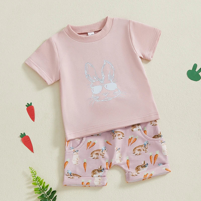 Boy's & Girl's Easter Bunny Shirt & Shorts Sets