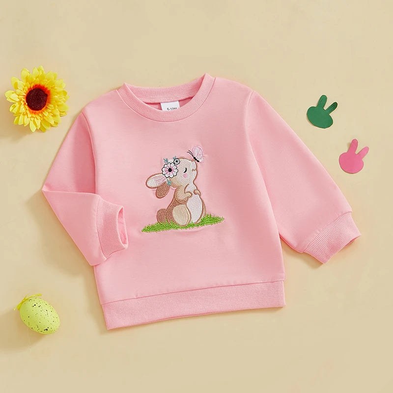 Girl's & Boy's Embroidered Easter Bunny Sweatshirts