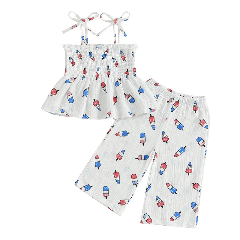 Girl's 2-Piece 4th of July Cami & Pants Sets