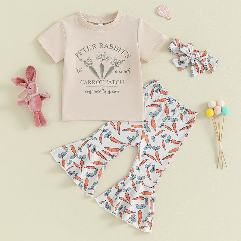 Girl's Easter T-shirts, Carrot Flare Pants & Headband Set