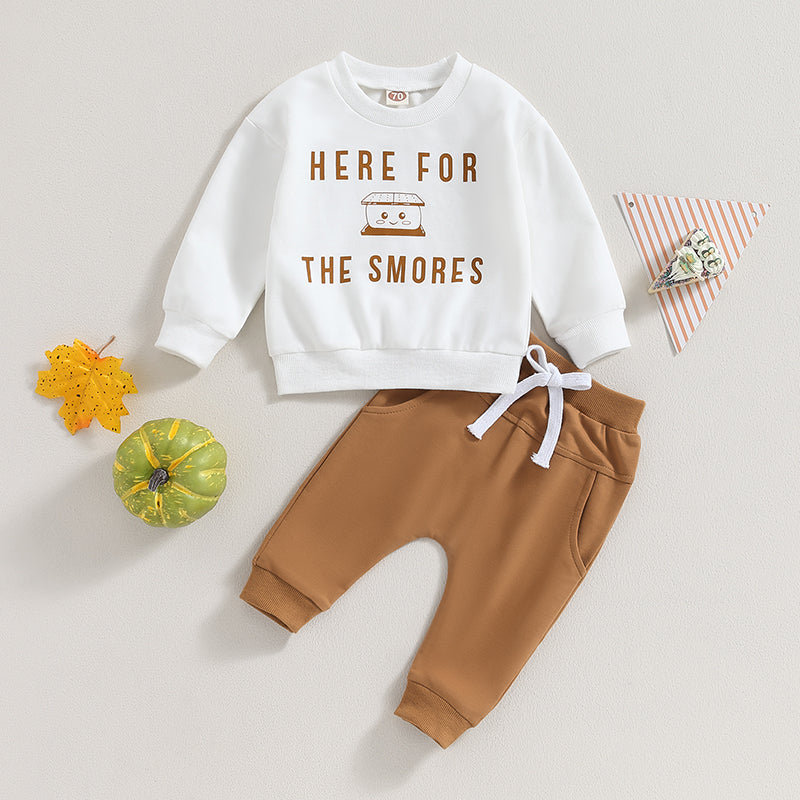 2-piece Thanksgiving Sets! Boy's & Girl's *Here For The Smores* Fall Sweatshirts & Sweatpants Outfits