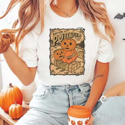 Halloween Tees! Womens Welcome To Pottsfield Its Nice Here Graphic T-Shirts