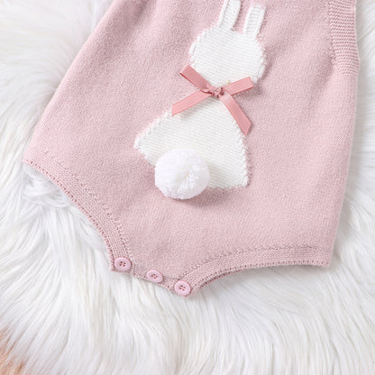 Girl's Easter Bunny Fluffy Tail Rompers