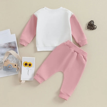 2-Piece Fall Outfits! Girl’s Long Sleeve Sweatshirt Rompers & Pants Sets