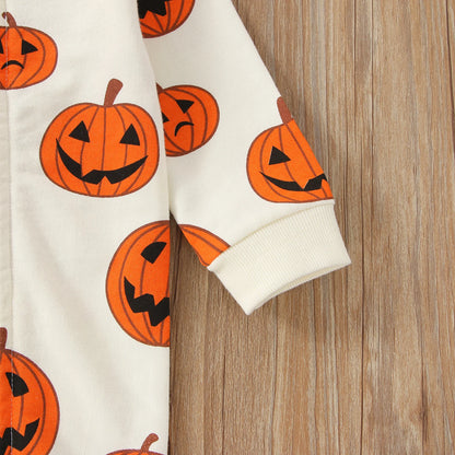 Halloween Rompers! Boy's & Girl's Long Sleeve Zip Pumpkin Rompers