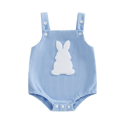 Boy's & Girl's Fuzzy Embroidered Easter Romper Overalls