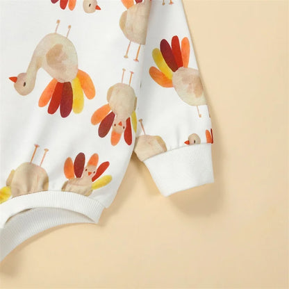 Girl's & Boy's Thanksgiving Turkey Long Sleeve Onesies