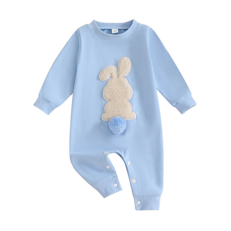 Girl's & Boy's Easter Bunny Embroidered Jumpsuit