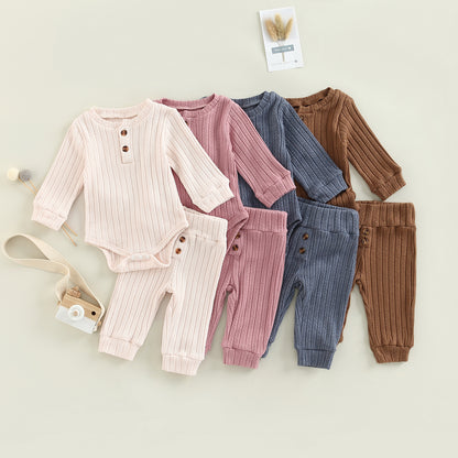 2-Piece Fall Outfits! Girl’s Long Sleeve Rompers & Pants Sets