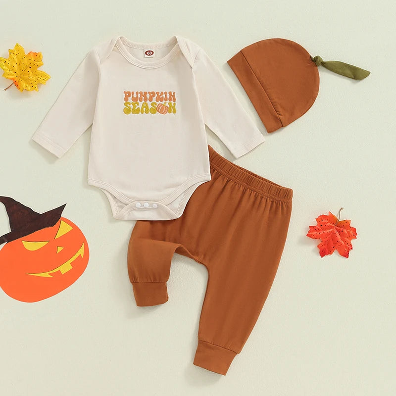 3-Piece Halloween Outfits! Boy’s Long Sleeve Rompers, Pants & Hat Sets