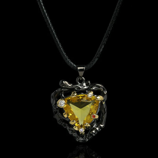 Yellow Triangle Zircon Pendant Black & Gold Style Two-Necklace Necklace