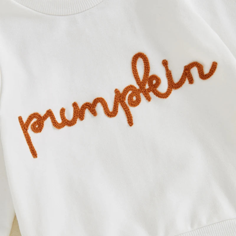 2-piece Sets! Girl's & Boy's Embroidered *Pumpkin* Fall Halloween Sweatshirt & Sweatpants