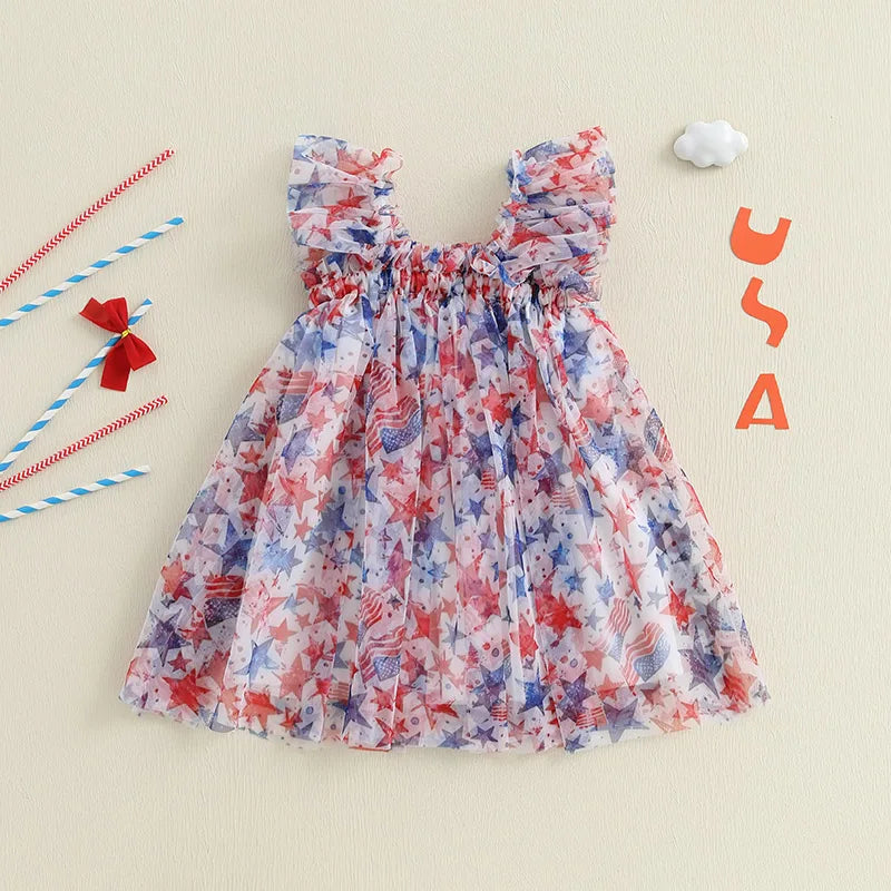 Girl's Tulle Red, White & Blue 4th of July Dresses