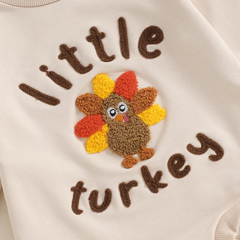 Girl's & Boy's Embroidered Thanksgiving *Little Turkey* Sweatshirt Onesies