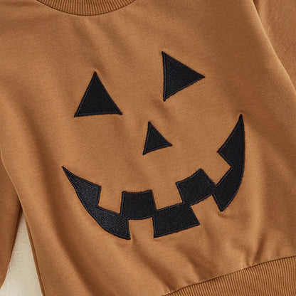 2-Piece Halloween Outfits! Boy’s Long Sleeve Embroidered Sweatshirt & Pants Sets