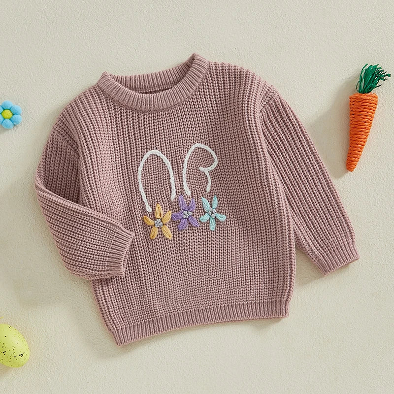 Boy's & Girl's Embroidered Knit Easter Bunny Sweaters