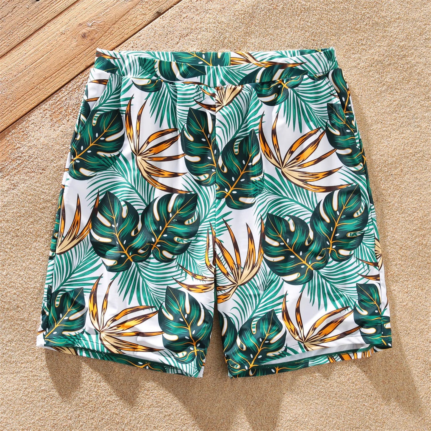 Family Matching! Palm Leaf One Piece Swimsuits & Trunks