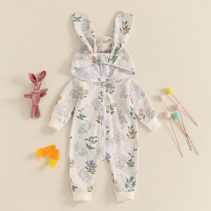 Girl's & Boy's Easter Carrot/Rabbit Hooded Jumpsuits