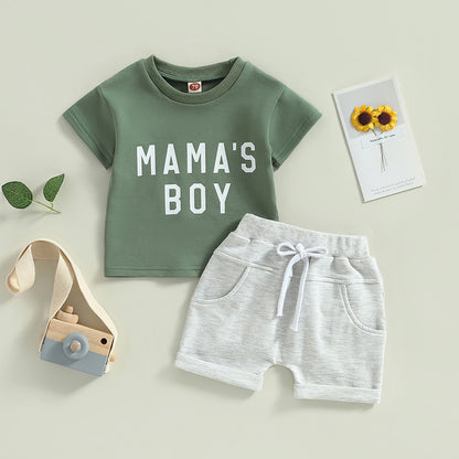 Boy's 2-Piece "Mama's Boy" T-Shirt & Shorts Sets