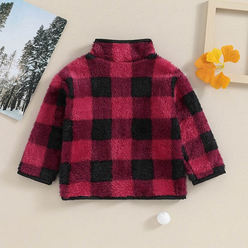 Boy's & Girl's Fuzzy Fleece Plaid Zip Jackets