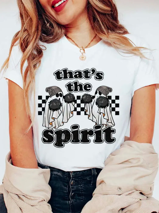 Halloween Tees! Womens That's The Spirit Cheerleader Ghost T-Shirts