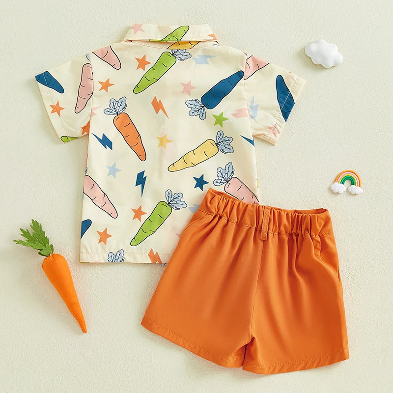 Boy's Easter Bow-Tie Button-Up Shirt & Shorts Sets